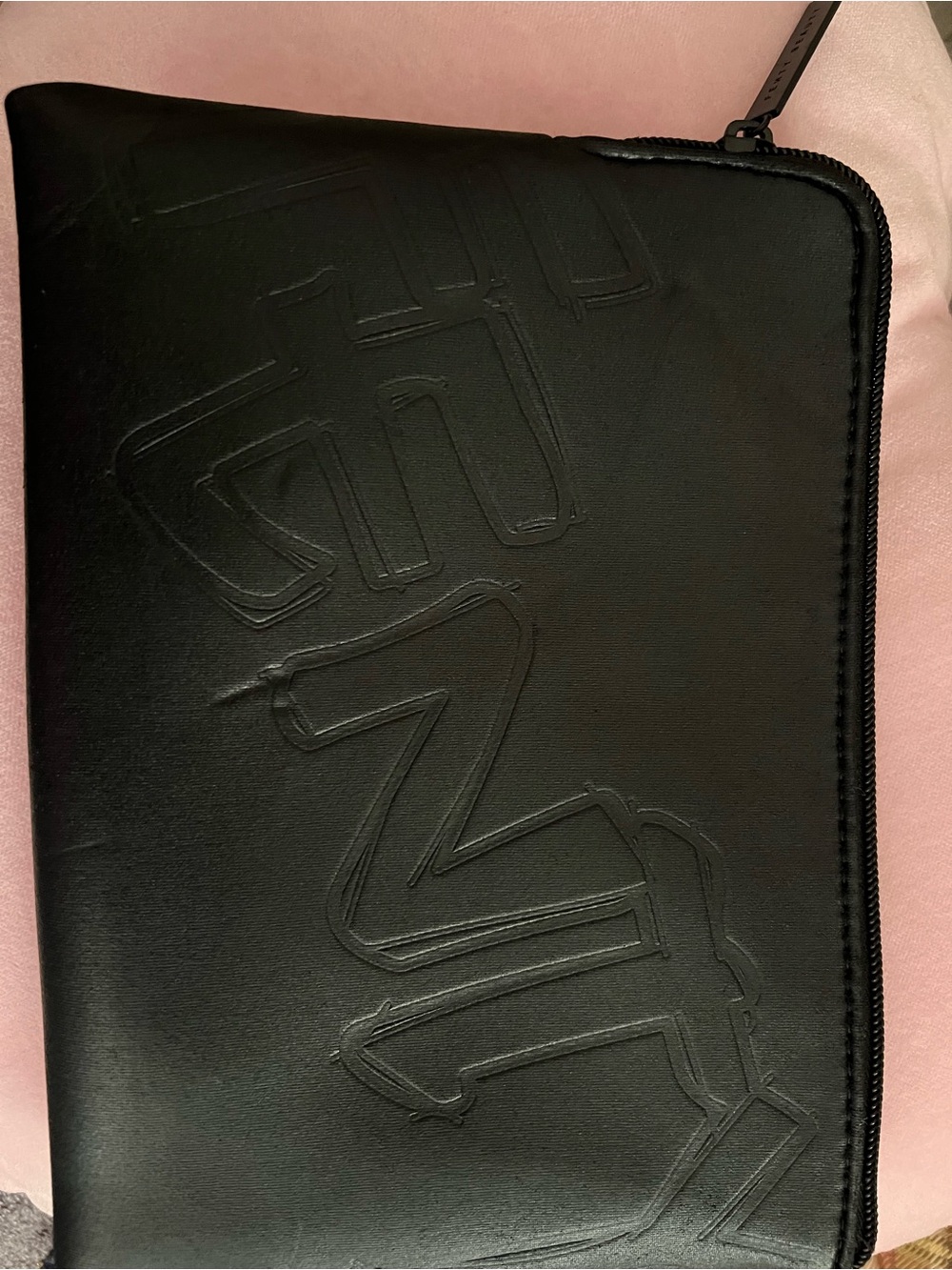 Fenty Beauty Black Embossed Zippered Laptop Sleeve